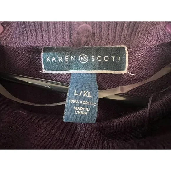 Karen Scott Soft Purple Poncho Style Loose Fit Sweater - Picture 2 of 3